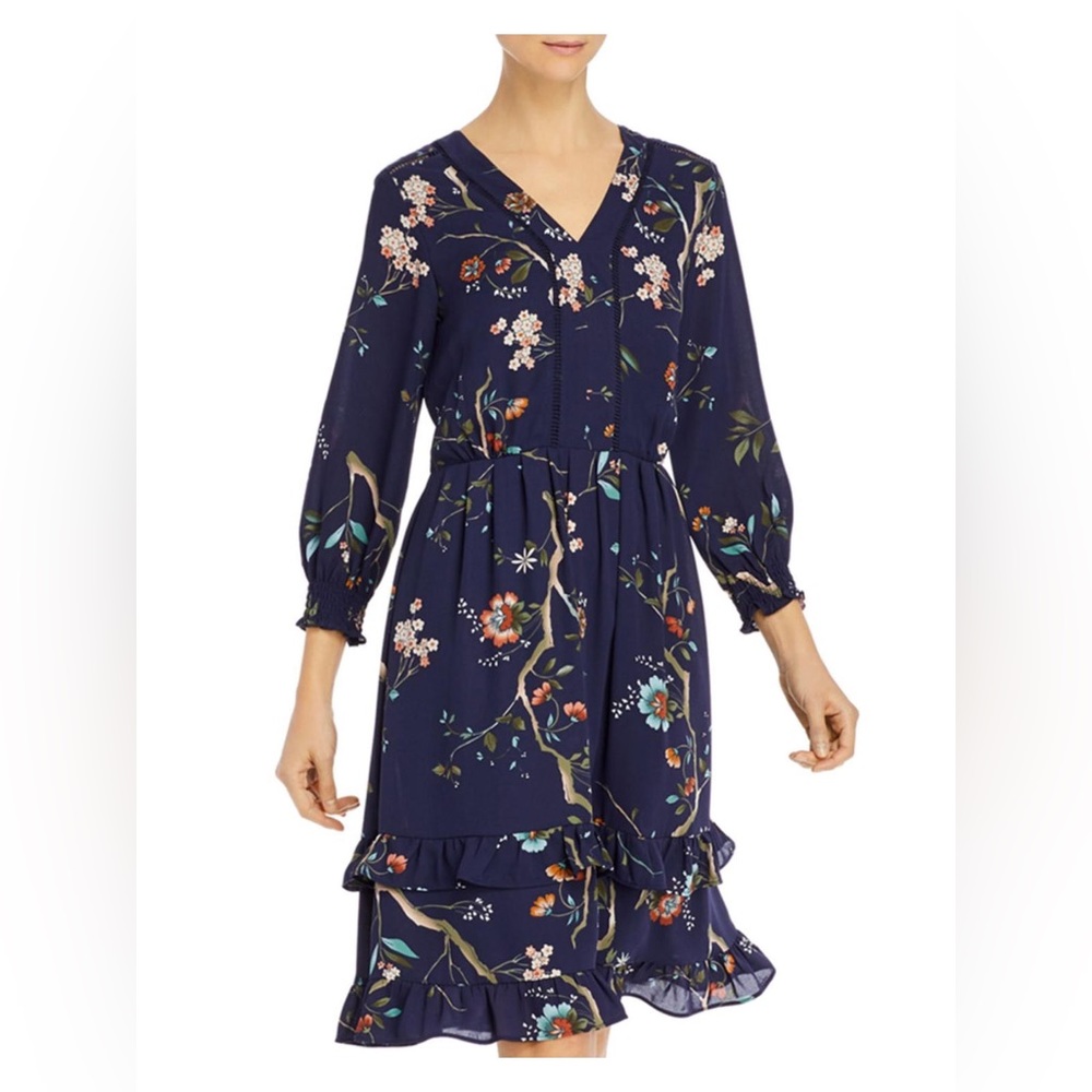 Nanette Lepore V-Neck Floral Print 3/4 Sleeve Dress, Size 10, EUC!